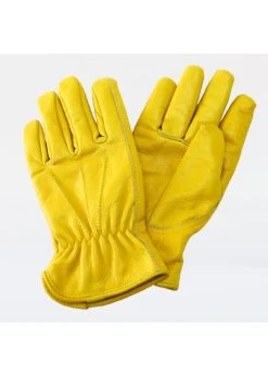 Ladies Lux Leather Gloves K&S Medium Yellow