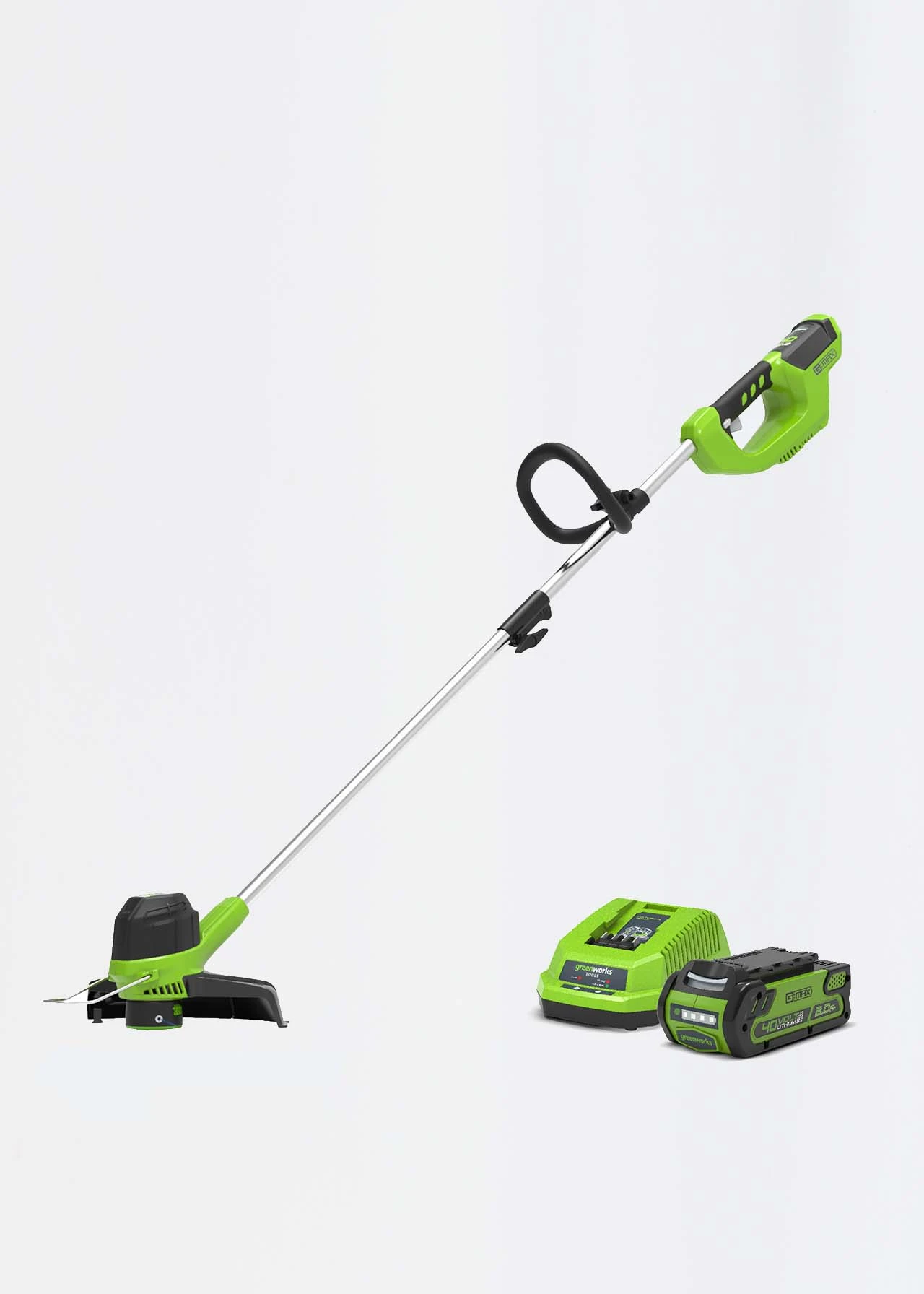 Greenworks 33cm (13") 40V Cordless Front Mount Linetrimmer With 2Ah Bat 1 Greenworks 33cm (13") 40V Cordless Front Mount Linetrimmer With 2Ah Bat