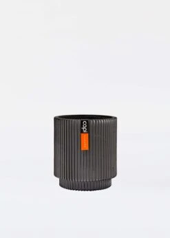 Vase Cylinder Groove 23X25 Black