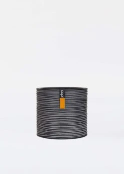 Vase Cylinder Rib 17X15 Black
