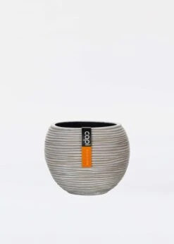 Vase Ball Rib Pot 21x19cm Ivory