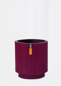 Vase Cylinder Groove Purple 19cm