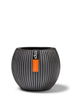 Vase Ball Groove Pot 21x19cm Black