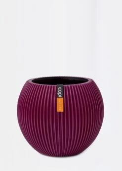 Vase Ball Groove Purple 18cm