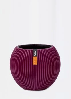 Vase Ball Groove Purple 30cm