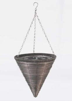 Slate Faux Rattan Cone 14in