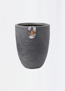 Vase Elegant Low Waste Rib Pot 34x46 Terrazzo Grey