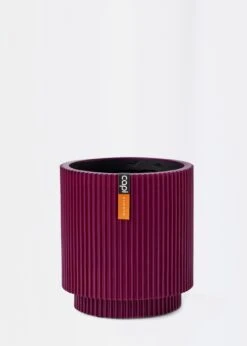 Vase Cylinder Groove Purple 15cm