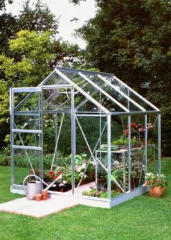 Halls 6x6 Aluminium Greenhouse With Horticultural Glass Incl Base