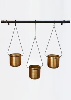 Linear Hanging Planters 81cm Black & Gold