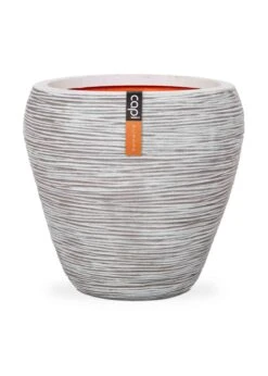 Vase Taper Round Rib Pot 42x38cm Ivory